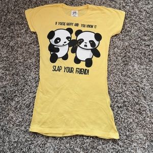 🌺 5/$25 Kawaii Yellow Panda Tee Top